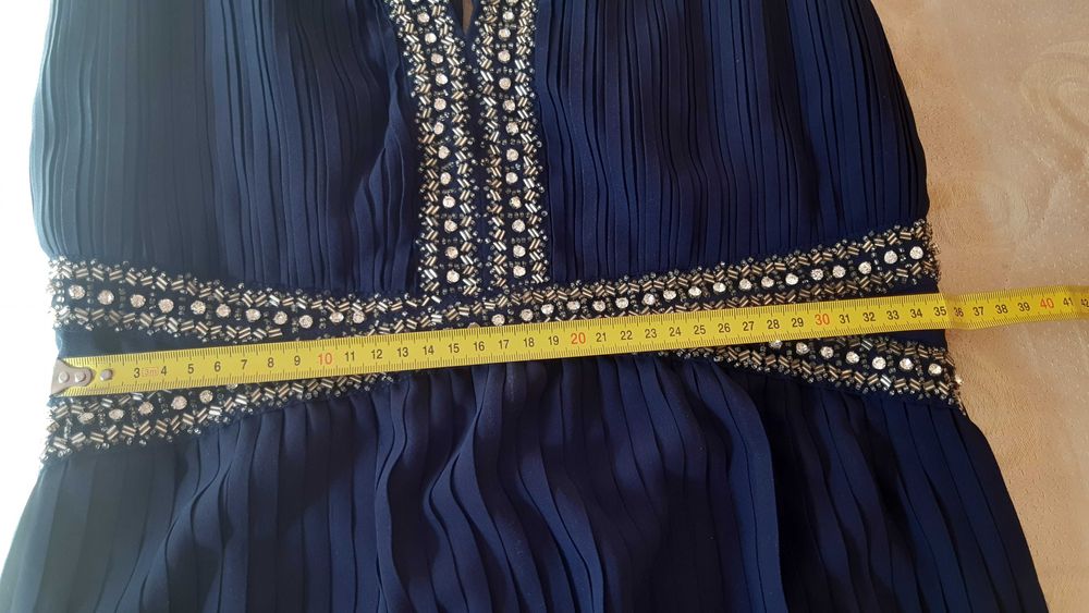 Дълга официална тъмно синя рокля, размер М