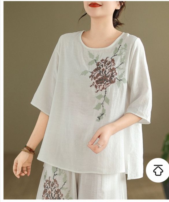 Брючная кофта материал х/б+лёнь