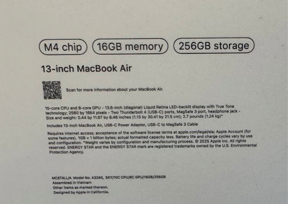 Macbook Air 13” M4  в магазе у Артура на малике