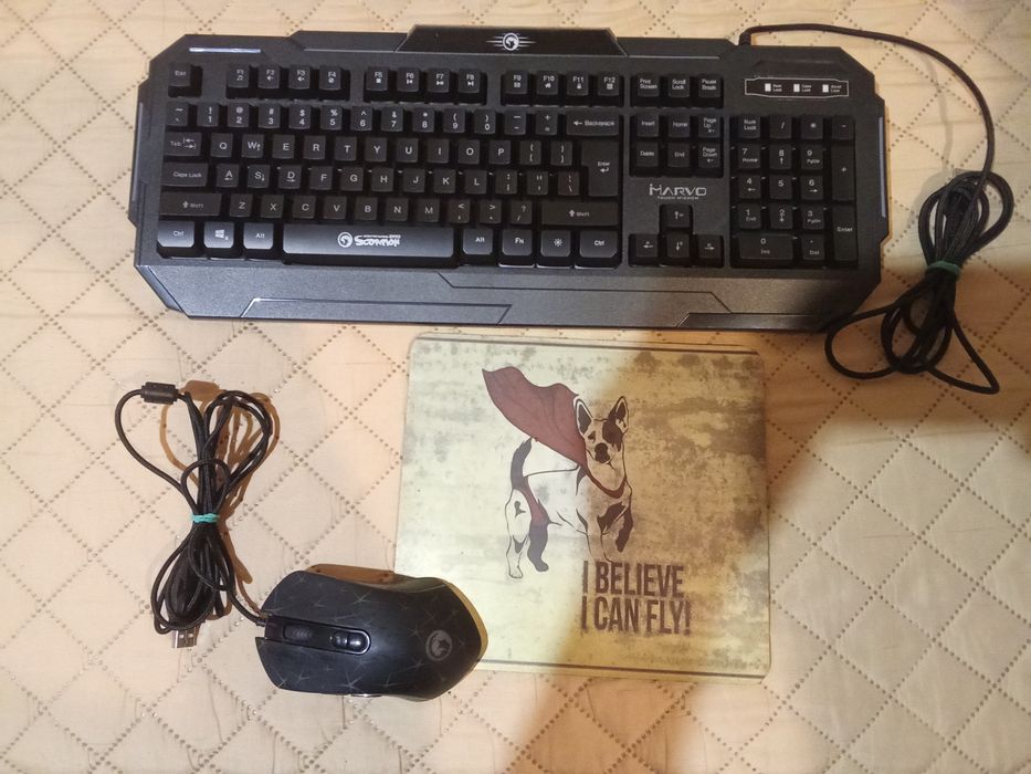 Kit (set) gaming tastatură și mouse MARVO KM413, USB negru