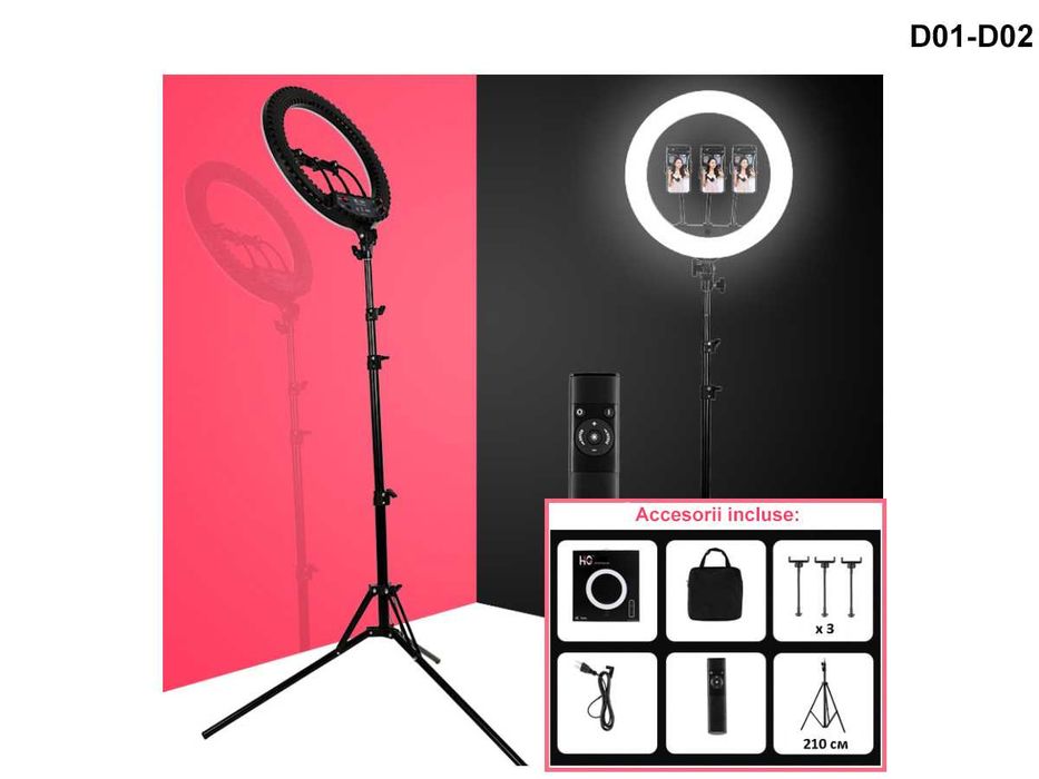 Ring Light LED Fotografie Lampa Circulara Ring Trepied
 210 cm