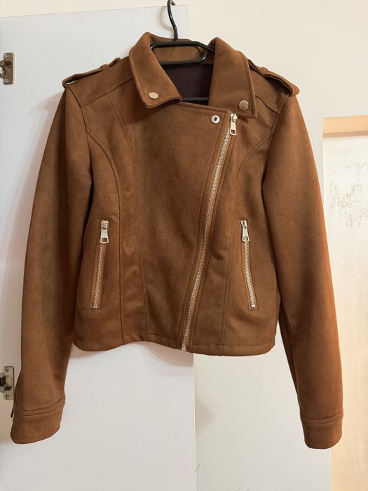 Geaca biker imitatie piele intoarsa