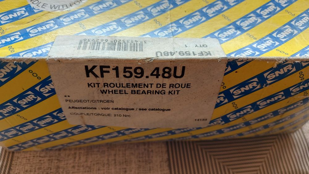 Set 2 Discuri Frână Spate NOI cu Rulment Integrat SNR KF159.48U – Import Franța
