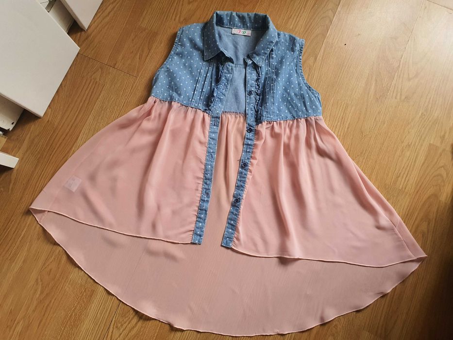 Camasa lunga casual cu tull si nasturi varsta 13-14 ani