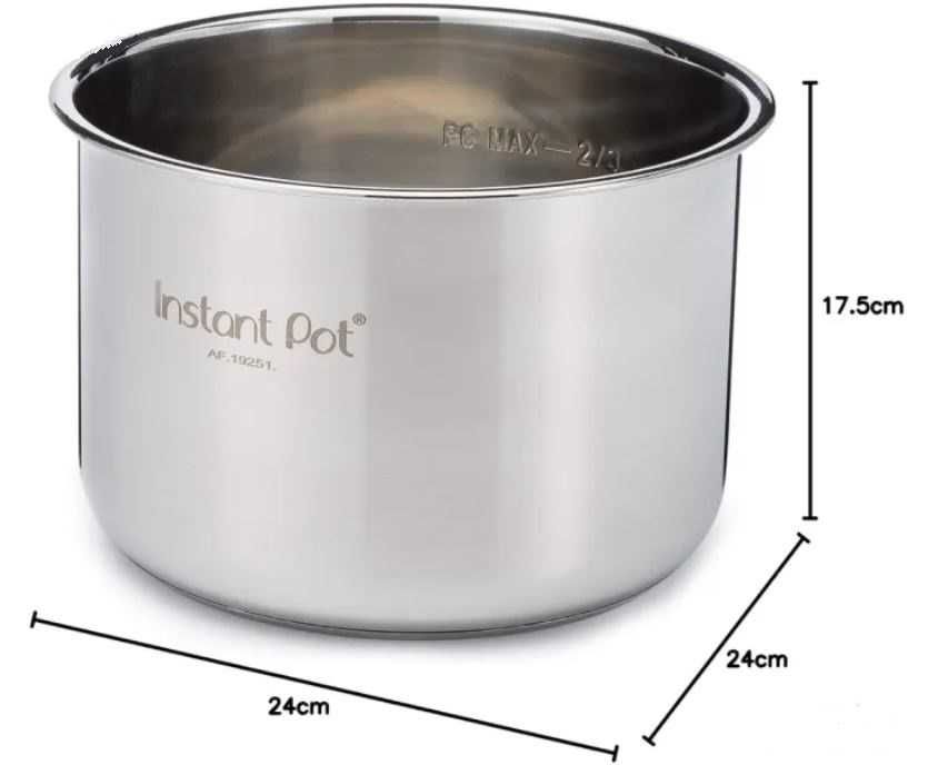 Instant Pot вътрешна тенджера от неръждаема стомана, без щипка, 7,6 л
