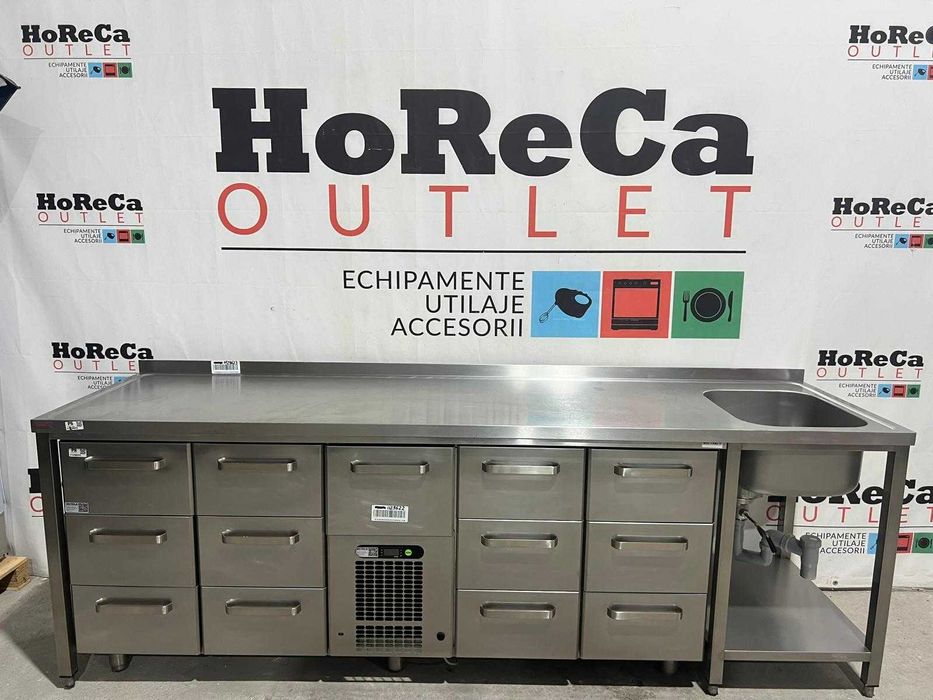 Masa rece/refrigerare 13 sertare + Chiuveta cuva dreapta