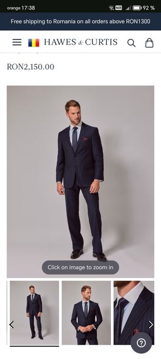 Navy Chalk Stripe Classic Suit Hawes & Curtis
Navy, Striped, Classic F