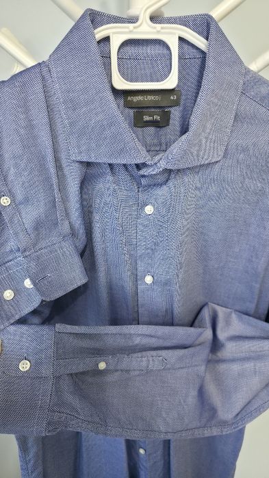 Cămașă bărbați bumbac 100% Angelo Litrico Slim Fit albastru , 43