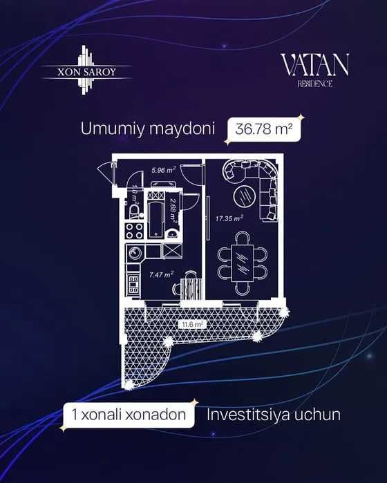 Продаётся квартира  бизнес класса Vatan Xon saroy Буз базар