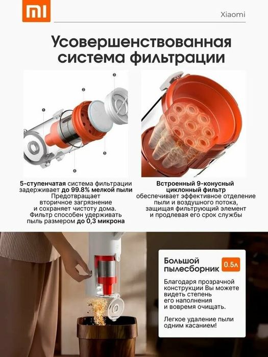 Вертикальный беспроводной пылесос Xiaomi D208 CN