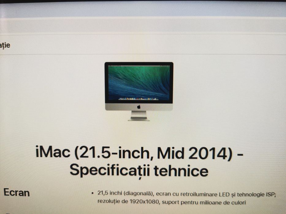 iMac  A1418  ecran 21.5 inch, i5 1TB HDD cu Windows 10 sau MacOs