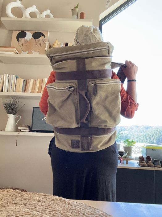 Раница с джоб за обувки от естествен канвас на Black Pato ( Bali )