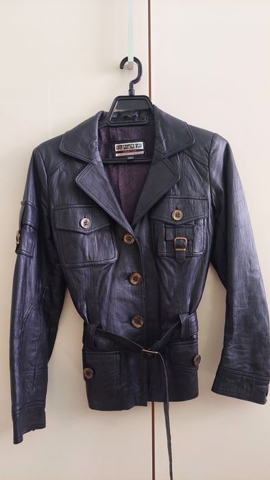 Черно кожено яке от естествена кожа XS/S