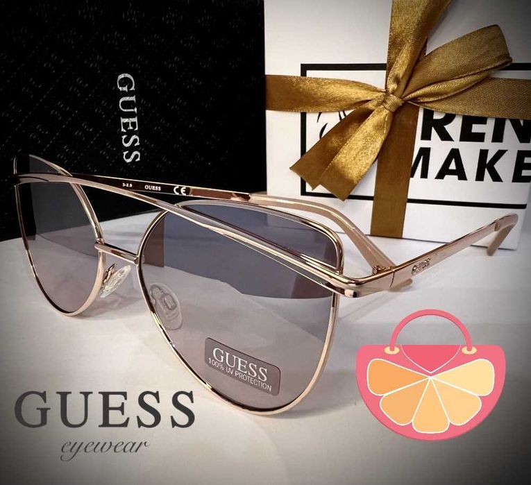 %ПРОМО% GUESS – Дамски метални слънчеви очила "GOLD AVIATOR" нови