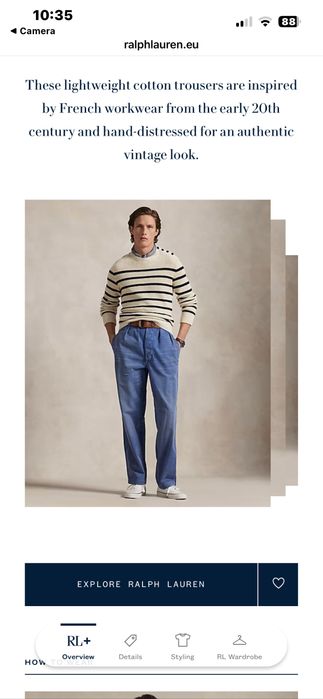 POLO Ralph Lauren : Straight Fit Distressed Twill Trouser - НОВИ