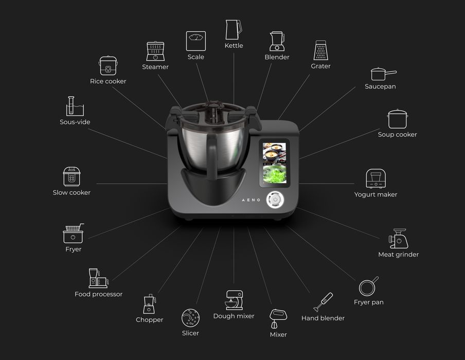 Кухненски робот AENO - CR1S GastroLab, 1000W, 12 степени, 3.5 l, черен