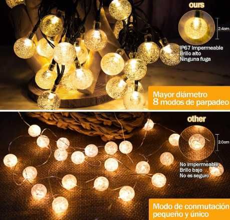 NORBASE комплект от 2 броя соларни гирлянди с кристални топки