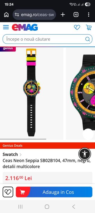 Swatch neon seppia 47mm chronograph nou!