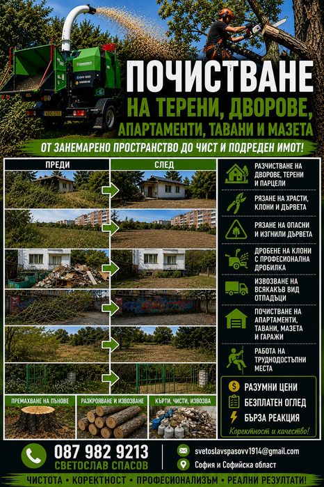 Почистване на запустели парцели дворове и имоти
