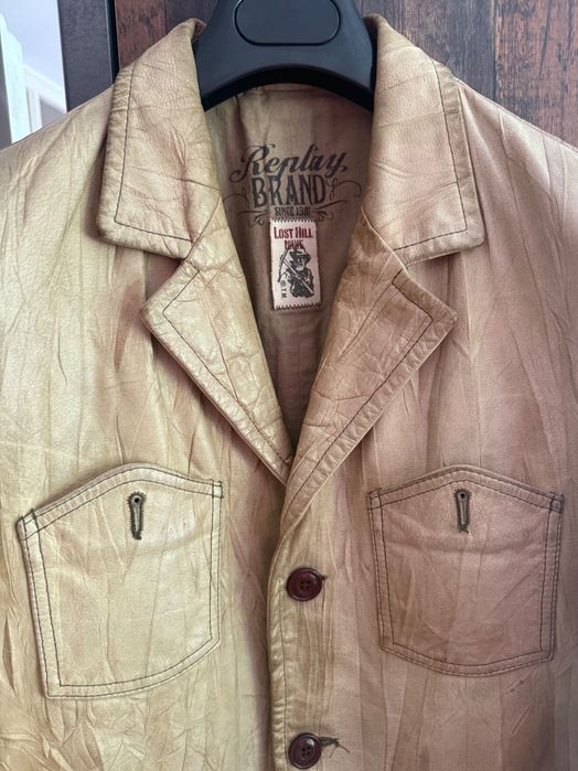Replay Fashion Brand Leather Jacket / Кожено Яке, кройка тип съко.