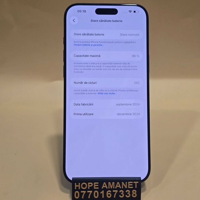 Hope Amanet P8 iPhone 16 Pro Max, 96% baterie