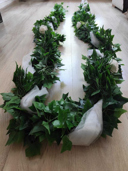 Ръчно изработена сватбена украса за кола – гирлянд 3.85 м