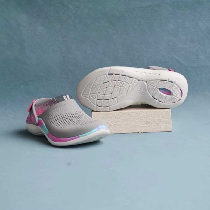 Сабо серебристый, фуксия