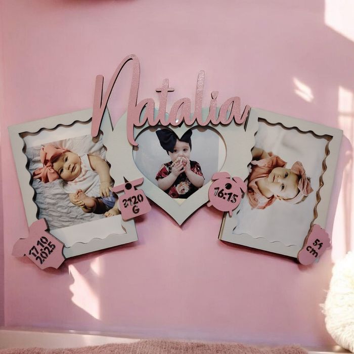 Decoratiuni personalizate lemn camera copilului nume si rama foto