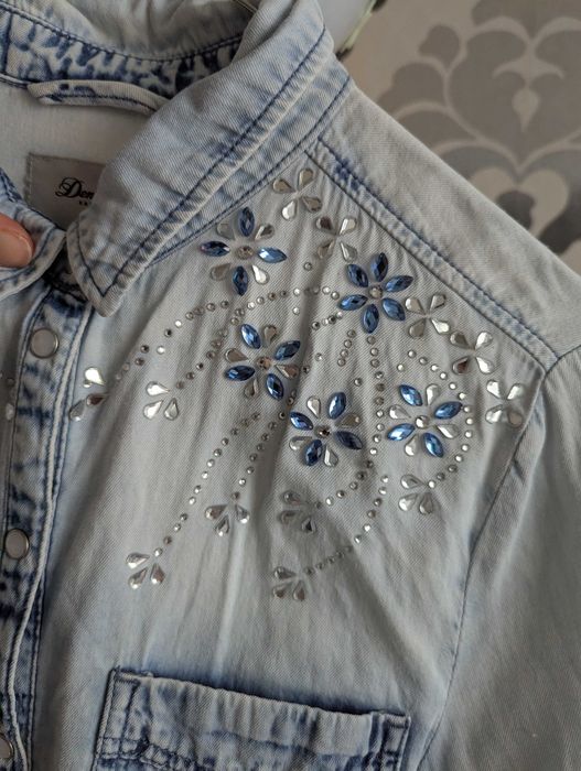 Дънкова риза Denim Co с камъчета, размер 36