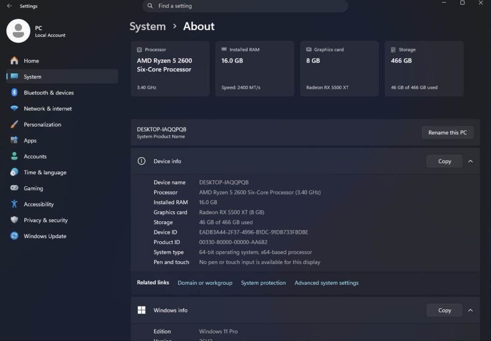 PC Gaming complet Ryzen 5 2600 / 16GB / RX 5500 XT 8GB / SSD 500GB + Monitor 27”