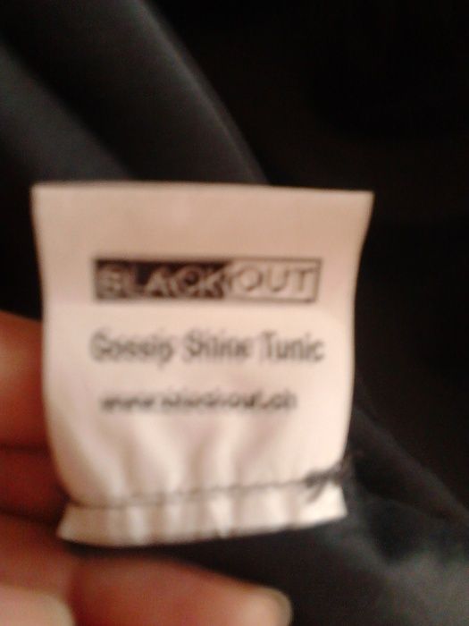 Rochie matase+bumbac, Blackout, noua, mar 40/M, gri cu paiete argintii