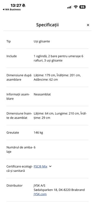 Dulap Jisk cu usi glisante.