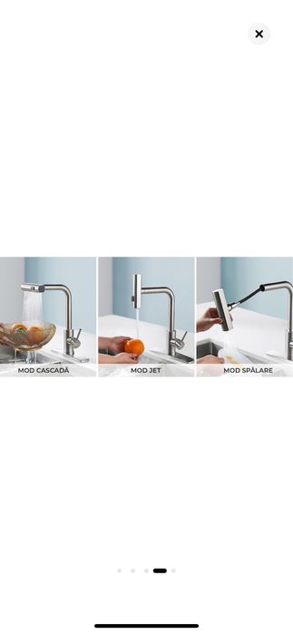 Baterie Chiuveta Bucatarie Flexibila, Cap Retractabil, Functii multipl