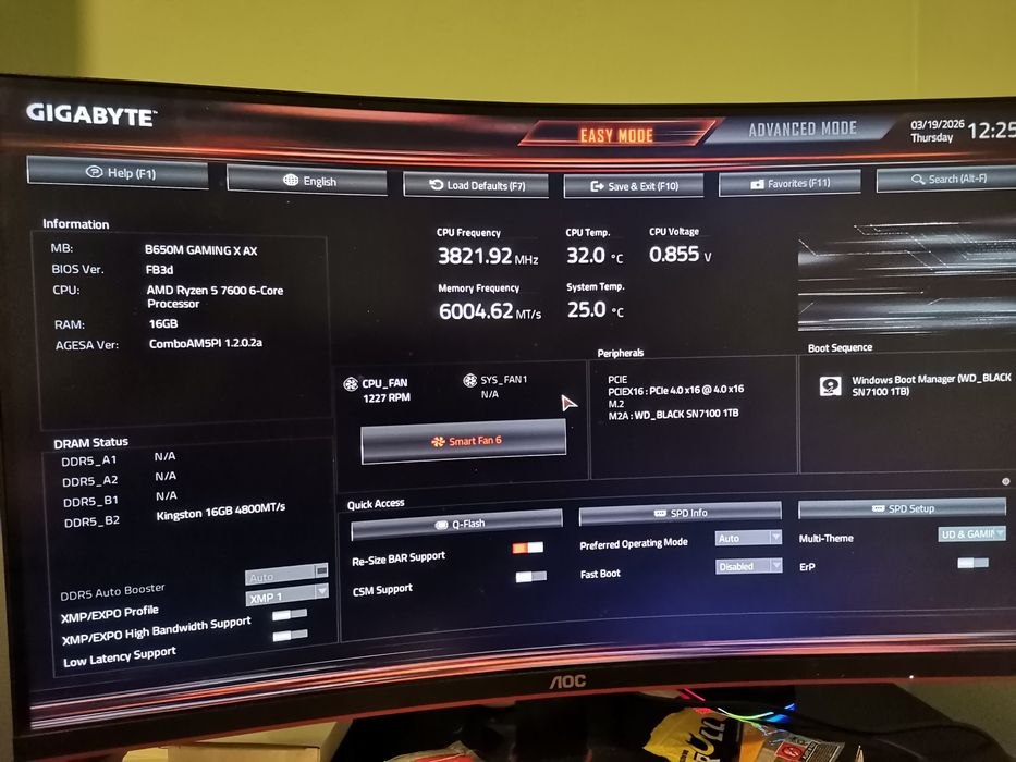 Pc Calculator Gaming AM5 Ryzen 7600 DDR5,Rx 6700xt 12 Gb, 1Tb Sn7100