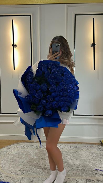 51 роза в синем цвете для любимой