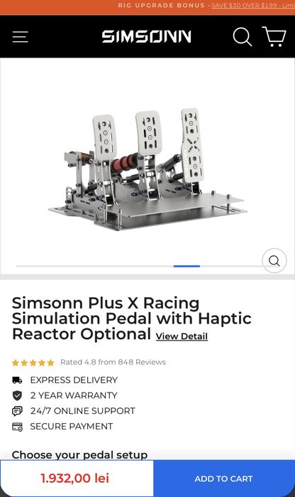 Pedale Simsonn Plus X Load Cell + Haptic Reactor Ready – Ca Noi