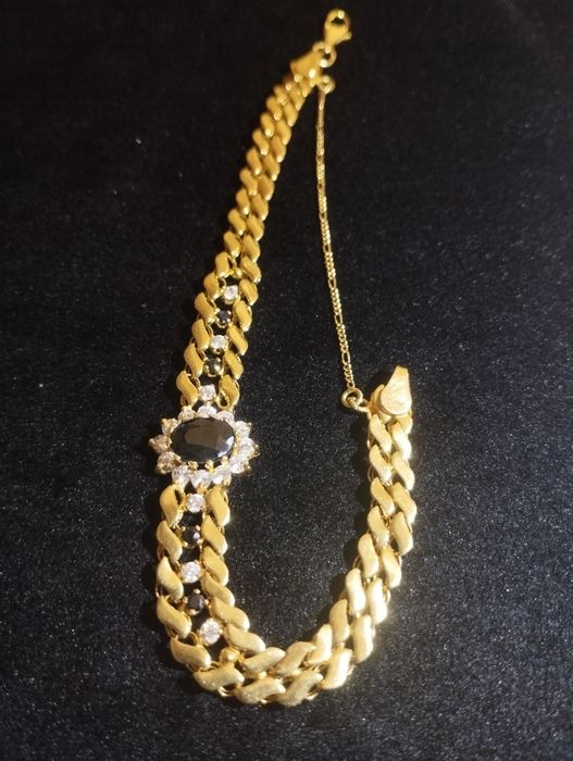 Brățară Aur 18K/13,11g Safire&Cubic Zirconia — Lucrătură italiană eleg