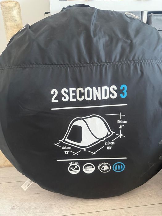 Vand Cort Quechua 3 pers 2 Seconds Fresh & Black