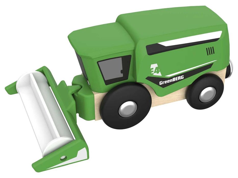 Дървена железница Ферма Дървени релси с вятърна мелница трактор