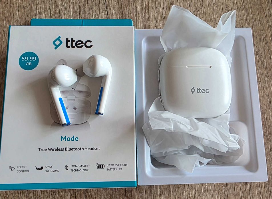 Чисто нови безжични слушалки ttec Mode TWS (БЕЛИ)