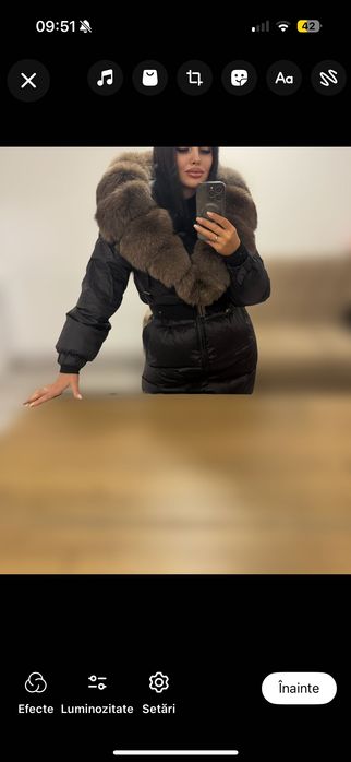 Geaca lungă cu blană naturală