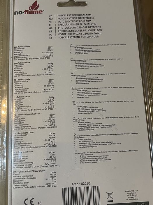 Detector de fum, alb