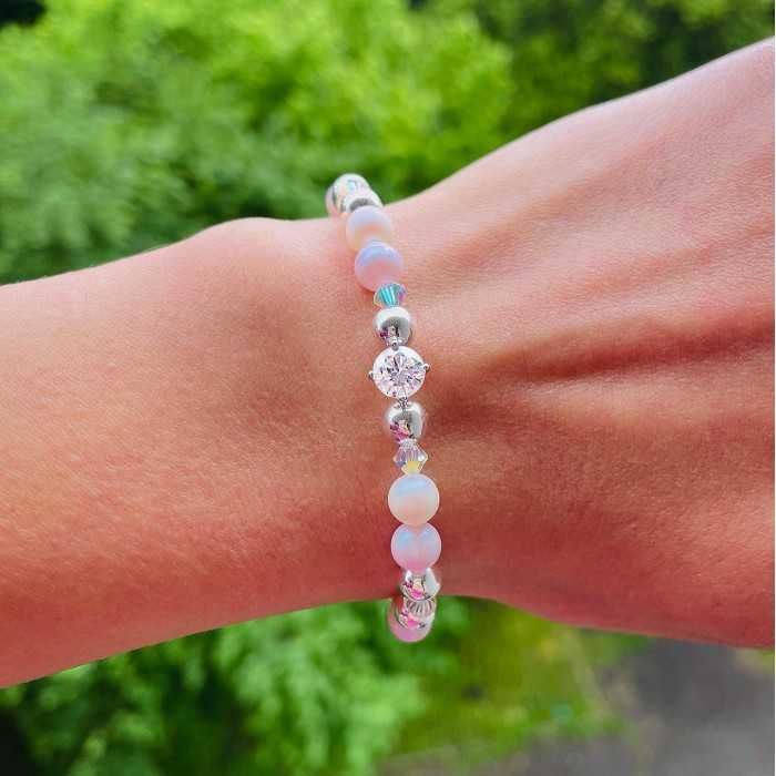 Дамска Сребърна Гривна с Кристали и Перли Сваровски/Swarovski