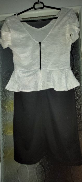 Rochie alb cu negru