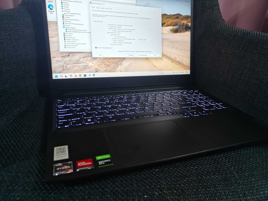 Lenovo cu gtx 1650, 16gb DDR4, ryzen 5600h, SSD 512gb, laptop gaming