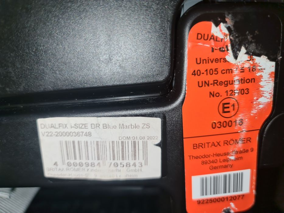 Scaun auto ISOFIX i-Size Britax Romer DUALFIX Blue Marble, 40-105 cm,