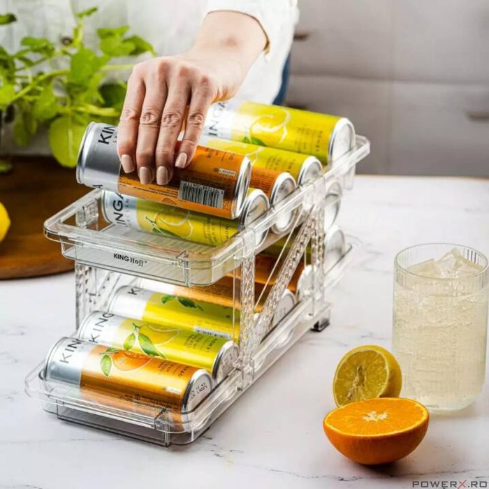 Organizator doze, reglabil, cu 2 niveluri, transparent, Kinghoff