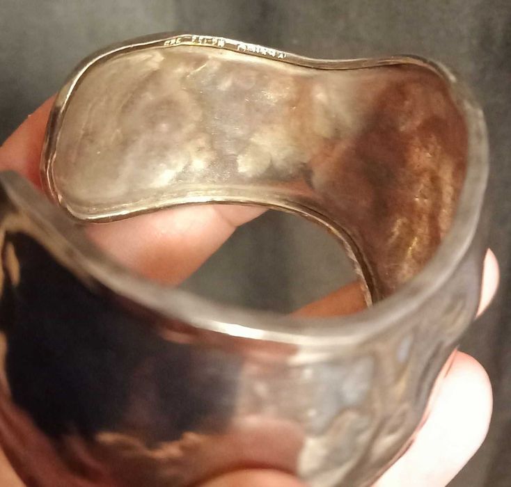 Гривна ковано сребро, ръчна изработка обеци сребро 925 оникс гранат