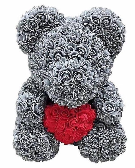 Ursulet gri cu inima rosie ideal pt cadou 40 cm 170 lei