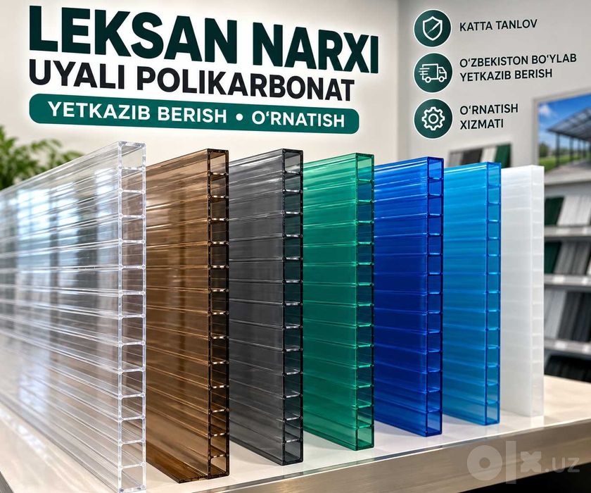 Leksan narxi | Uyali polikarbonat | Yetkazib berish va o‘rnatish